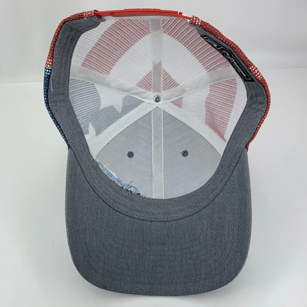 NC Motorsports Hat Flag Mesh Red White Blue Richardson 112PM Snap Trucker Cap
